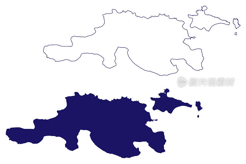 Jost Van Dyke, JVD或Jost岛(英属维尔京群岛，英国，中美洲，加勒比群岛)地图矢量插图，涂鸦草图小Jost Van Dyke地图